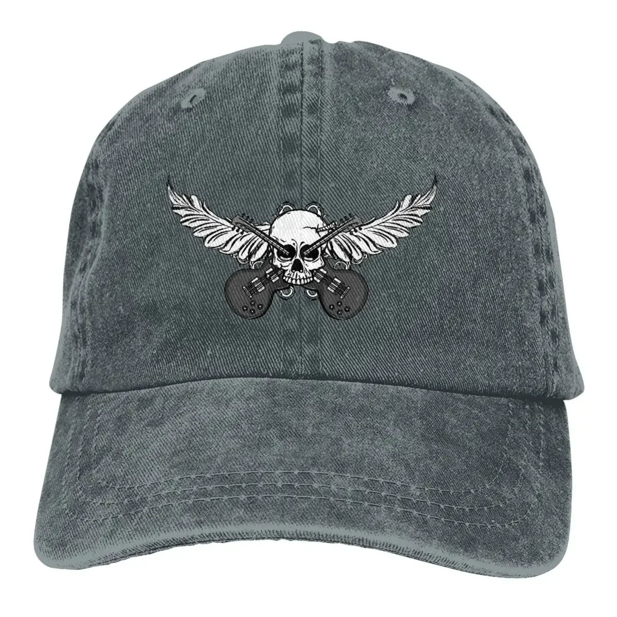 Guitar Rock Multicolor Skull Wing Baseball Caps